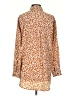 Nine West 100% Polyester Animal Print Orange Long Sleeve Blouse Size S - photo 2