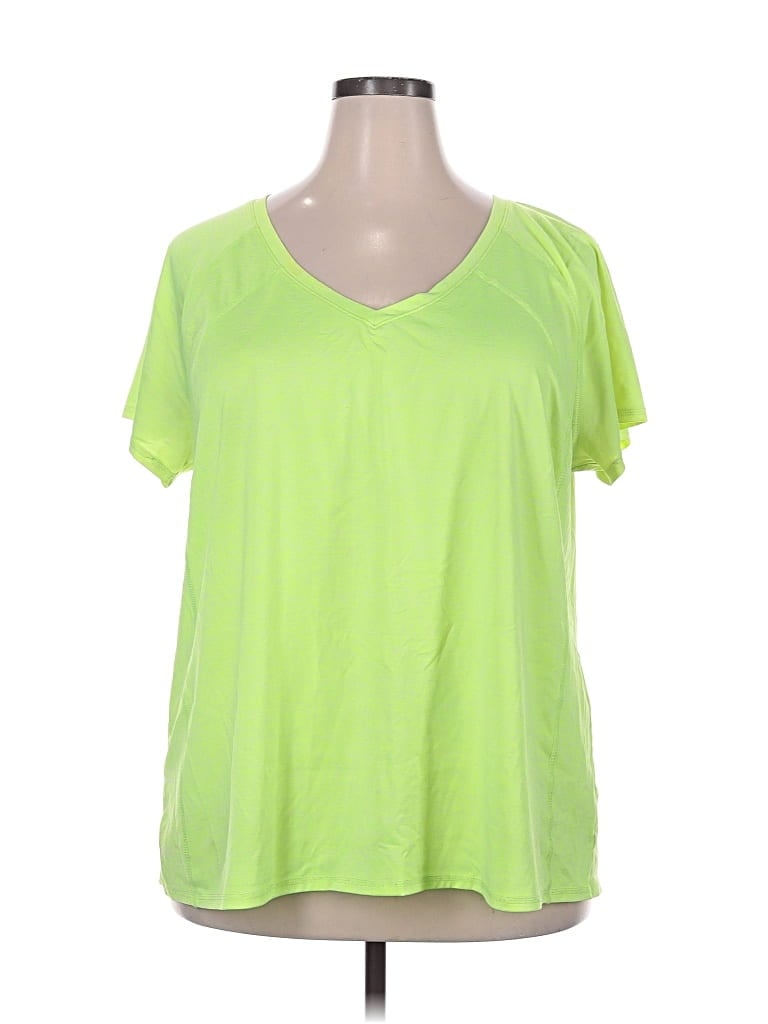 Pre-owned Livi Active Short Sleeve Top Green V Neck Tops