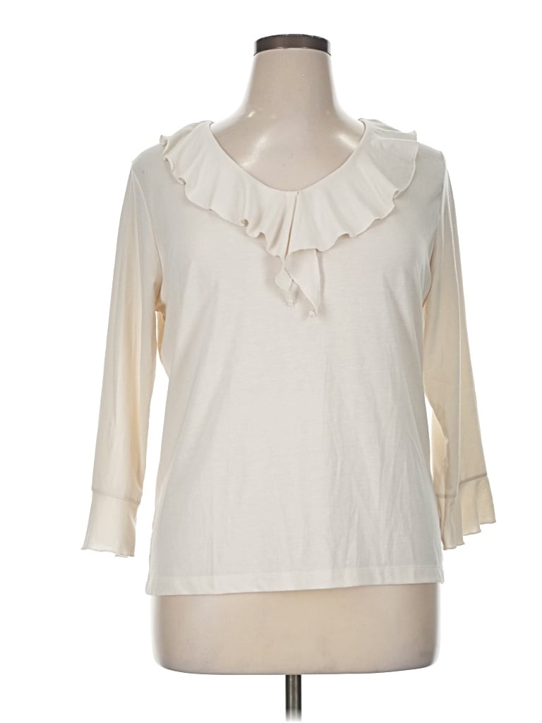 Pre-owned White Stag 3/4 Sleeve Top Ivory Cowl Neck Tops In White
