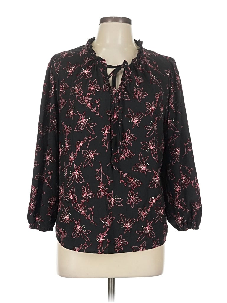 Pre-owned Papaya 3/4 Sleeve Blouse In Black