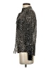 BCBGMAXAZRIA 100% Silk Animal Print Silver Long Sleeve Silk Top Size XXS - photo 5