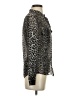BCBGMAXAZRIA 100% Silk Animal Print Silver Long Sleeve Silk Top Size XXS - photo 4