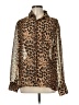 MIOU MUSE 100% Polyester Animal Print Brown Long Sleeve Blouse Size M - photo 1