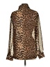 MIOU MUSE 100% Polyester Animal Print Brown Long Sleeve Blouse Size M - photo 2