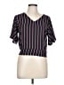 Moa Moa 100% Polyester Stripes Black Short Sleeve Blouse Size L - photo 1