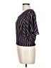Moa Moa 100% Polyester Stripes Black Short Sleeve Blouse Size L - photo 5