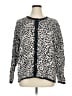 Karen Scott 100% Cotton Animal Print Silver Cardigan Size 1X - photo 1