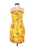 PrettyLittleThing 100% Polyester Print Yellow Cocktail Dress Size 2 - photo 1