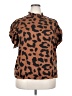 Shein Curve Animal Print Brown Short Sleeve Blouse Size 2X - photo 1