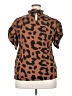 Shein Curve Animal Print Brown Short Sleeve Blouse Size 2X - photo 2