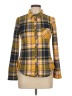 No Comment Plaid Yellow Long Sleeve Blouse Size L - photo 1