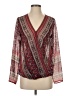 Charming Charlie 100% Polyester Burgundy Long Sleeve Blouse Size S - photo 1