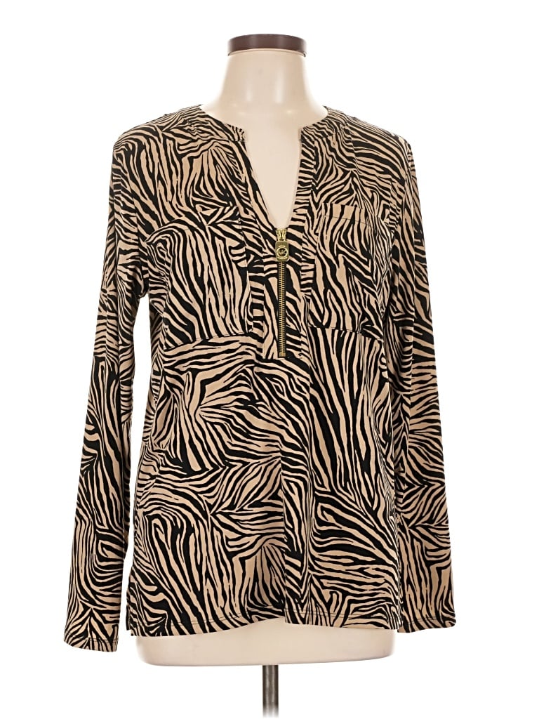 Pre-owned Michael Michael Kors Long Sleeve Blouse In Brown