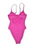 Good American Chevron-herringbone Pink One Piece Swimsuit Size XS (0) - photo 2