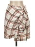PatBO 100% Polyester Plaid Tan Red Casual Skirt Size 0 - photo 1