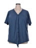 MIHOLL Blue Short Sleeve Blouse Size XXL - photo 1