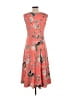 Ann Taylor 100% Polyester Print Orange Casual Dress Size 4 (tall) - photo 2