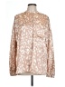 Black Label by Chico's 100% Polyester Animal Print Ivory Tan Long Sleeve Blouse Size L - photo 1