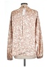 Black Label by Chico's 100% Polyester Animal Print Ivory Tan Long Sleeve Blouse Size L - photo 2