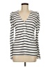 Crown & Ivy Stripes Ivory Long Sleeve Blouse Size M - photo 1