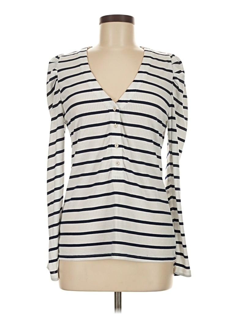 Pre-owned Crown & Ivy Long Sleeve Blouse In Ivory