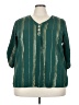 Cure 100% Polyester Green 3/4 Sleeve Blouse Size 3XL - photo 1