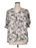 Jones New York 100% Polyester Animal Print Silver Short Sleeve Blouse Size 1X - photo 1