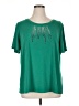 Susan Graver Solid Green Short Sleeve Blouse Size 1X - photo 1