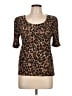 Reitmans Animal Print Brown 3/4 Sleeve T-Shirt Size L - photo 1