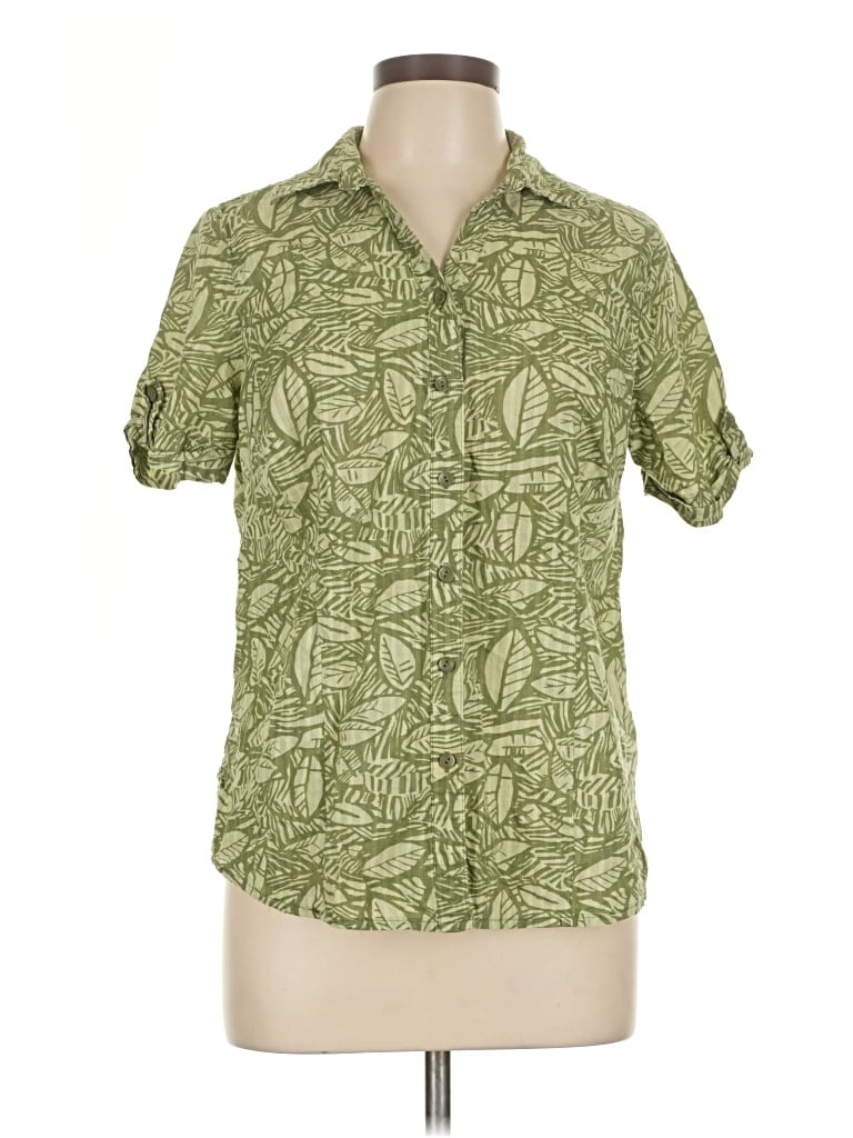 Pre-owned White Stag Short Sleeve Button Down Shirt In Green