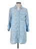 Khakis & Co Hearts Blue 3/4 Sleeve Button-Down Shirt Size S - photo 1