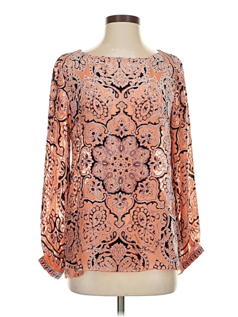 Pre-owned Hale Bob Long Sleeve Blouse In Orange