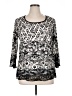 Cj Banks Print Silver 3/4 Sleeve Blouse Size 1X - photo 1
