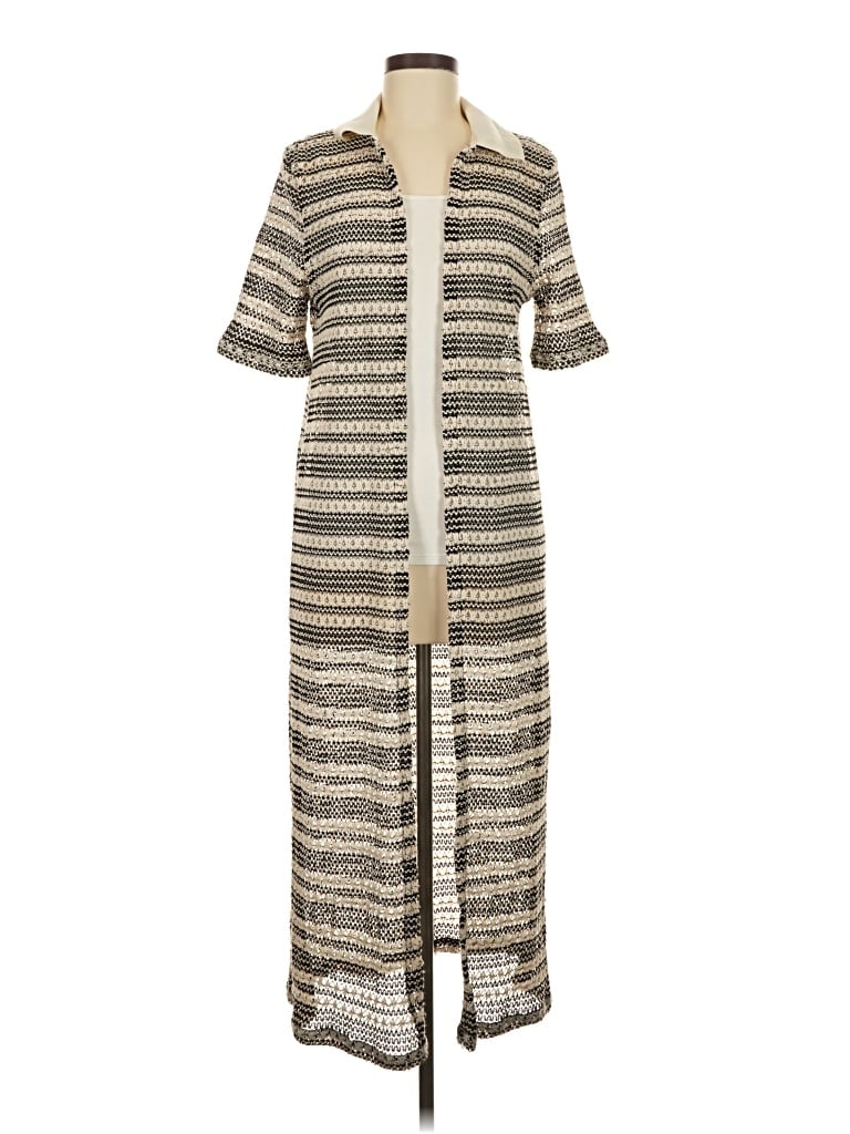 Pre-owned Self Contrast Kimono In Gray