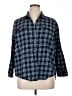 Old Navy 100% Cotton Plaid Blue 3/4 Sleeve Button-Down Shirt Size XL - photo 1