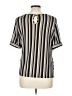 Perseption Concept Stripes Silver Short Sleeve Blouse Size L - photo 2