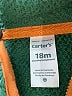 Carter's 100% Polyester Green Zip Up Hoodie 12-18 MO / 18 MO - photo 3