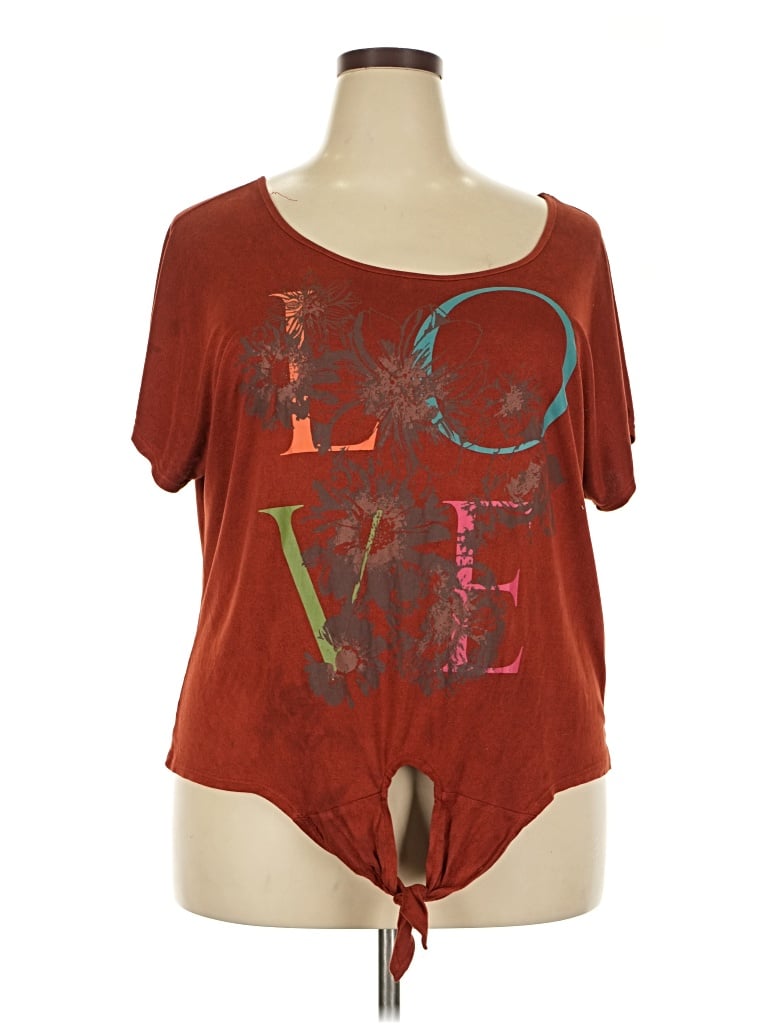 Pre-owned Bongo Short Sleeve Top Brown Sweetheart Neckline Tops