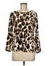 Amana Animal Print Brown Long Sleeve Blouse Size M - photo 1