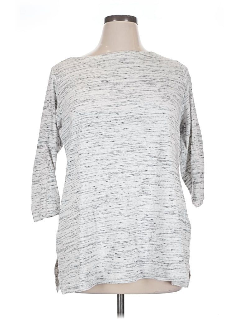 Pre-owned Karen Scott 3/4 Sleeve T-shirt In Gray