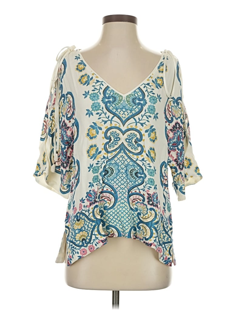 Pre-owned Ella Moss 3/4 Sleeve Blouse In Ivory
