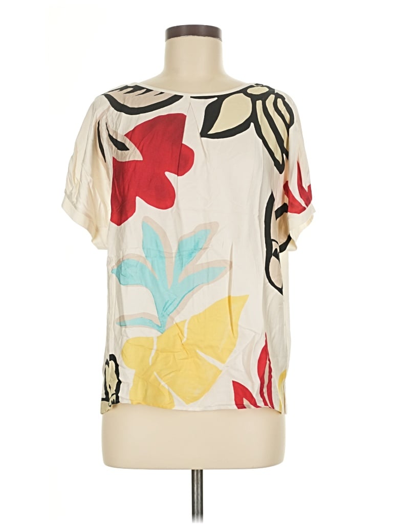 Pre-owned Gerry Weber Short Sleeve Blouse In White