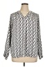 Jones New York 100% Polyester Print Silver Long Sleeve Blouse Size XL - photo 1