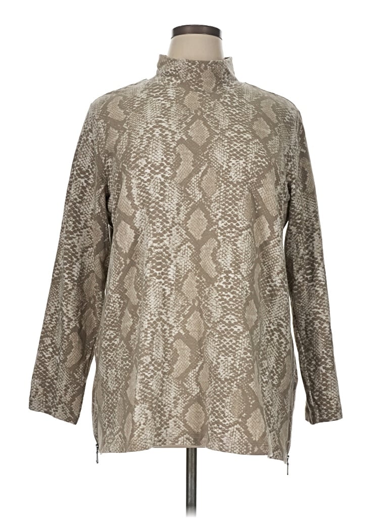 Pre-owned Susan Graver Long Sleeve Turtleneck In Silver