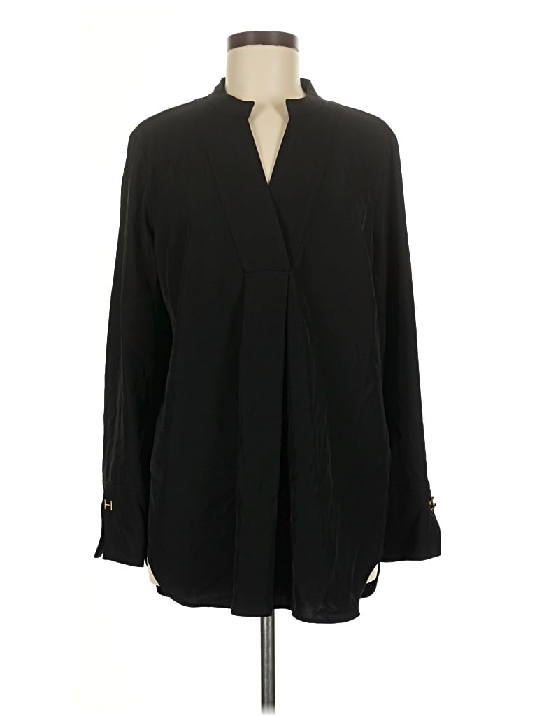 Halston Long Sleeve Blouse In Black