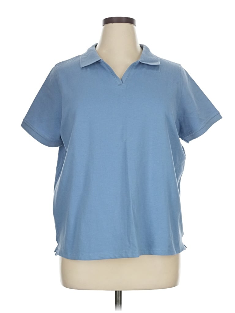 Pre-owned Relativity Short Sleeve Blouse In Blue
