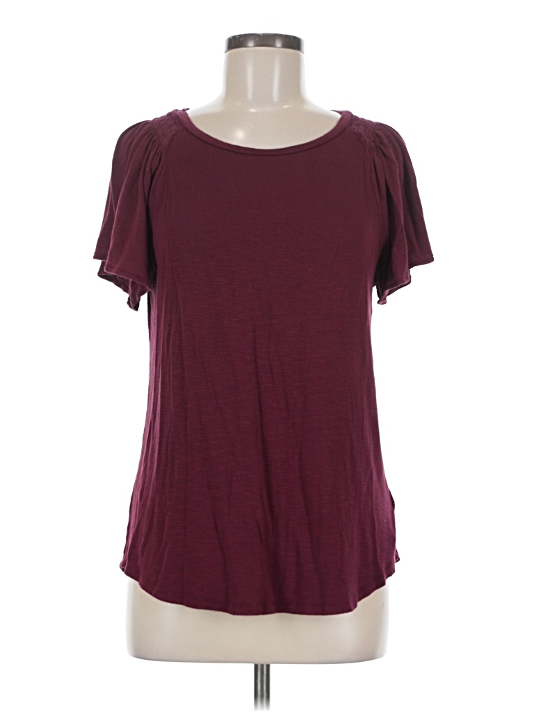 Pre-owned Old Navy Short Sleeve Top Burgundy Scoop Neck Tops