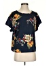 Shein 100% Polyester Floral Blue Short Sleeve T-Shirt Size 4 - photo 1