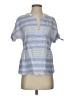 Waverly Grey 100% Cotton Blue Short Sleeve Blouse Size S - photo 1