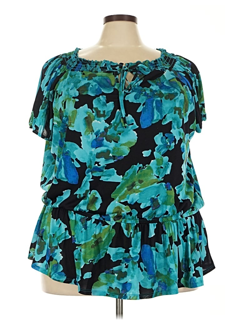 Pre-owned Avenue Short Sleeve Blouse In Blue